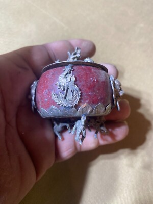 Vintage Oriental Decorated Metal Red Monkey Incense Burner Censer - 2.5'' Tall