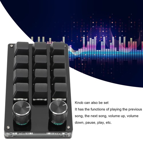 Mini Tastatur mit 12 Tasten Makromechanische Einhandtastatur mit 2 Einstellkn... - Afbeelding 3 van 9