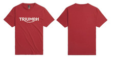 MTSS24111 GENUINE TRIUMPH MOTORCYCLES RED EMBROIDERED BIKER TSHIRT SIZE MEDIUM
