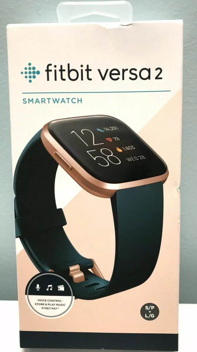 FITBIT VERSA 2 SMARTWATCH EMERALD COPPER ROSE,ALEXA , NEW IN BOX