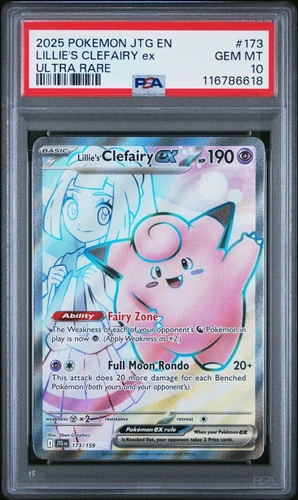 2025 POKEMON JTG EN-JOURNEY TOGETHER ULTRA RARE #173 LILLIE'S CLEFAIRY EX PSA 10