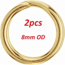 (2) 8mm OD 6.3mm ID 15ga 14k Solid Yellow Gold Round Split Jump Ring Link USA