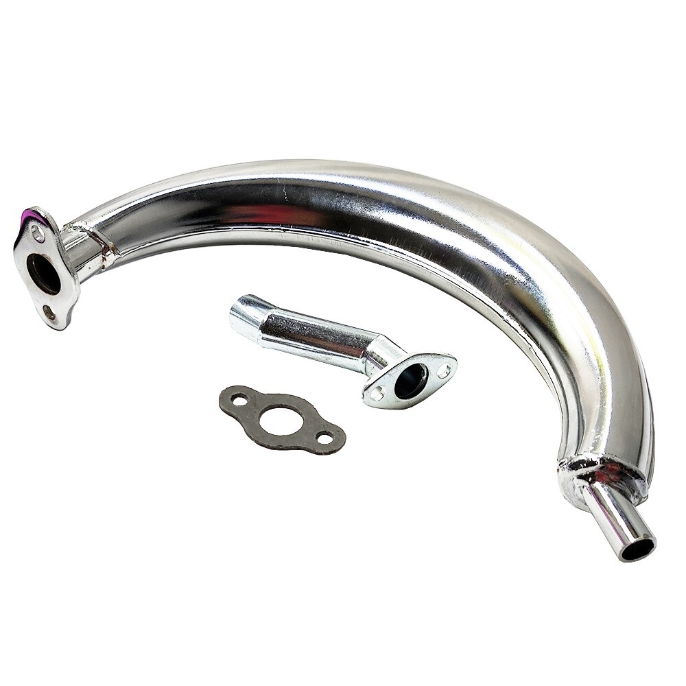 Motorbike Banana Chrome Muffler Exhaust Inlet Offset Intake