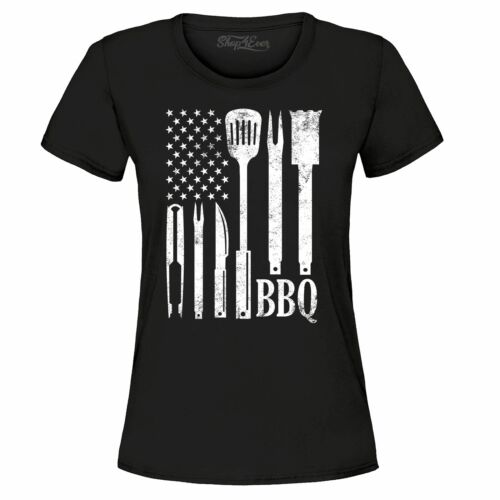 BBQ amerikanische Flagge Damen T-Shirt Pitmaster Grill Liebhaber Grill Kochen Shirts - Bild 1 von 12
