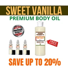 SWEET VANILLA Premium Perfume Body Oil Fragrance Oil 1/3 Oz to 16 oz.