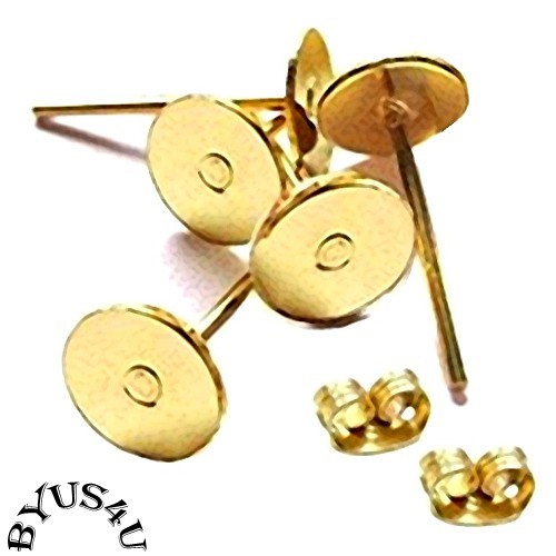 FLAT PAD EARRING SETTING 6mm PLATED includes EARNUTS 100pc - Imagen 3 de 5