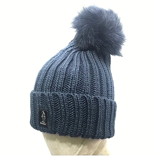 Refrigue Cappello Donna Blu Berretto Lungo Acrilica Pompon Pelliccia  Sintetica | eBay