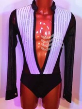 M524 Men Ballroom Latin/Rhythm/Salsa Competition Dance shirt white / black M
