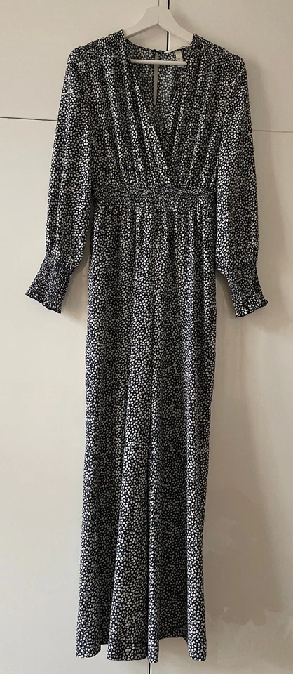 H&M Overall Jumpsuit Blumenmuster 34-36 Langarm lang blau fließend neuwert - Bild 4 von 4