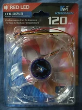 Kingwin CFR-012LB 120 x 120 mm Long Life Bearing Red LED Case Fan NOS Never Used