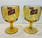 2 Vintage 1970s Schlitz Beer MUG Thumbprint Amber Goblets Glass Barware