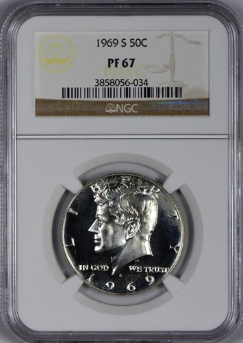 1969 S Silver Clad Kennedy Half Dollar NGC PR67 - Blast White & Nice