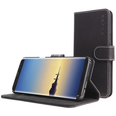 Galaxy Note 8 Hülle, Kuscheliges Leder Flip Case [Kartenfächer] Executive Samsung GRAU