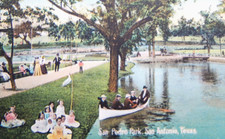 PRE 1920s COLOR POSTCARD SAN ANTONIO TX SAN PEDRO PARK BOATS LAKE  UNPOSTED