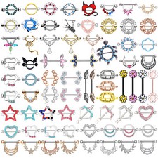 2pcs Crystal Surgical Steel Nipple Ring Bar Barbell Body Women Piercing Jewelry