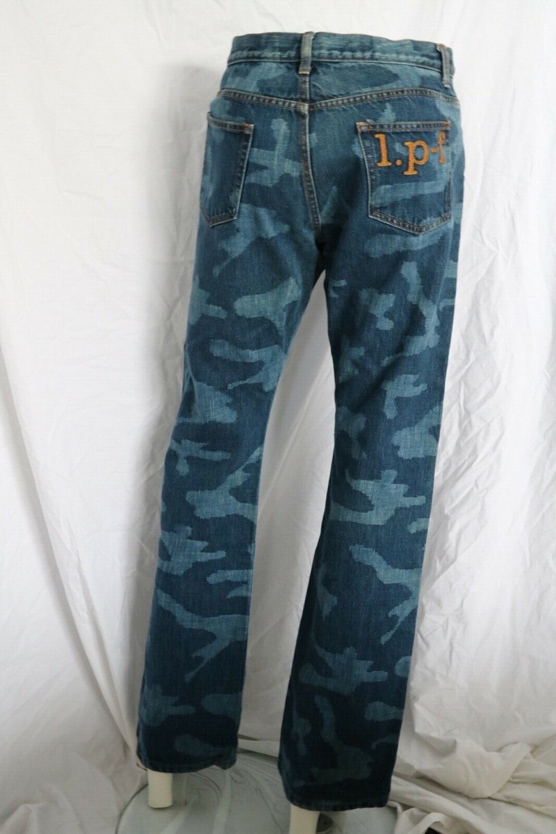 lucien pellat finet×full count denim 34f LUCIEN PELLAT-FINET Men's Camouflage Blue denim jeans. size