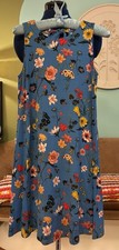 LOFT Blue Floral Sleeveless Stretch Tie Back Sundress Size XS Petite Cottage