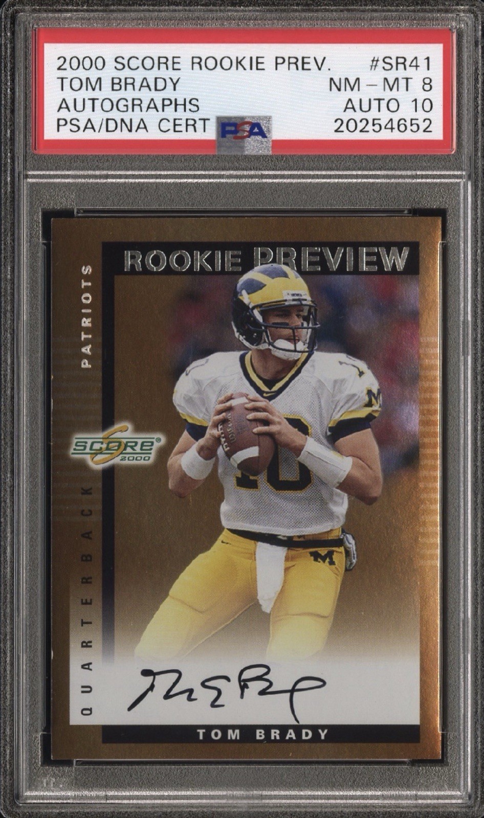 🟦🔥Tom Brady🔥🟥 2000 Score RC Rookie Preview Autograph #SR 41 PSA 8 AUTO 10 view 5