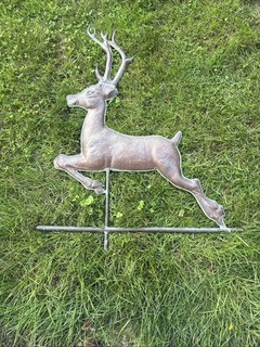 VINTAGE/ANTIQUE Copper Weathervane Deer Topper Running 35” X 30”