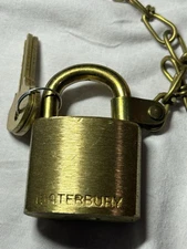 U.S. Military Waterbury NOS Solid Brass Padlock With Two Keys And Chain