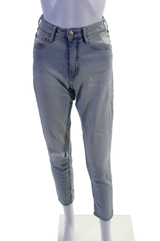 IRO Womens Cotton Distressed Five Pocket High-Rise Skinny Jeans Blue Size 26