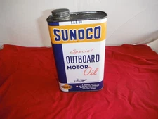 Vintage 1953 Sunoco Special Outboard Motor Oil Empty Quart Can