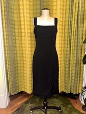 Y2K DOLCE & GABBANA Black Wool Blend Woven Textured Sleeveless Sheath Dress S