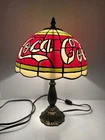 Vintage Coca Cola Tiffany Style PLASTIC Stained Glass Style Shade Lamp 15” Coke