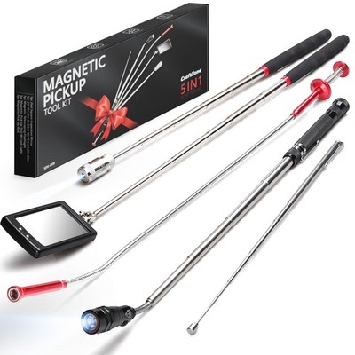 CRAFTZONE Telescoping Magnetic Pickup Tool Set, Inspection Mirrors and 5pcs