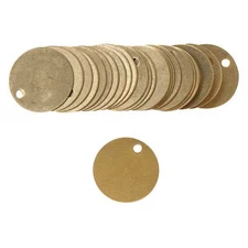 Brady 23210 Blank Tags, Brass, 1 1/2 In Diameter, .04 In Thick, Indoor/Outdoor,