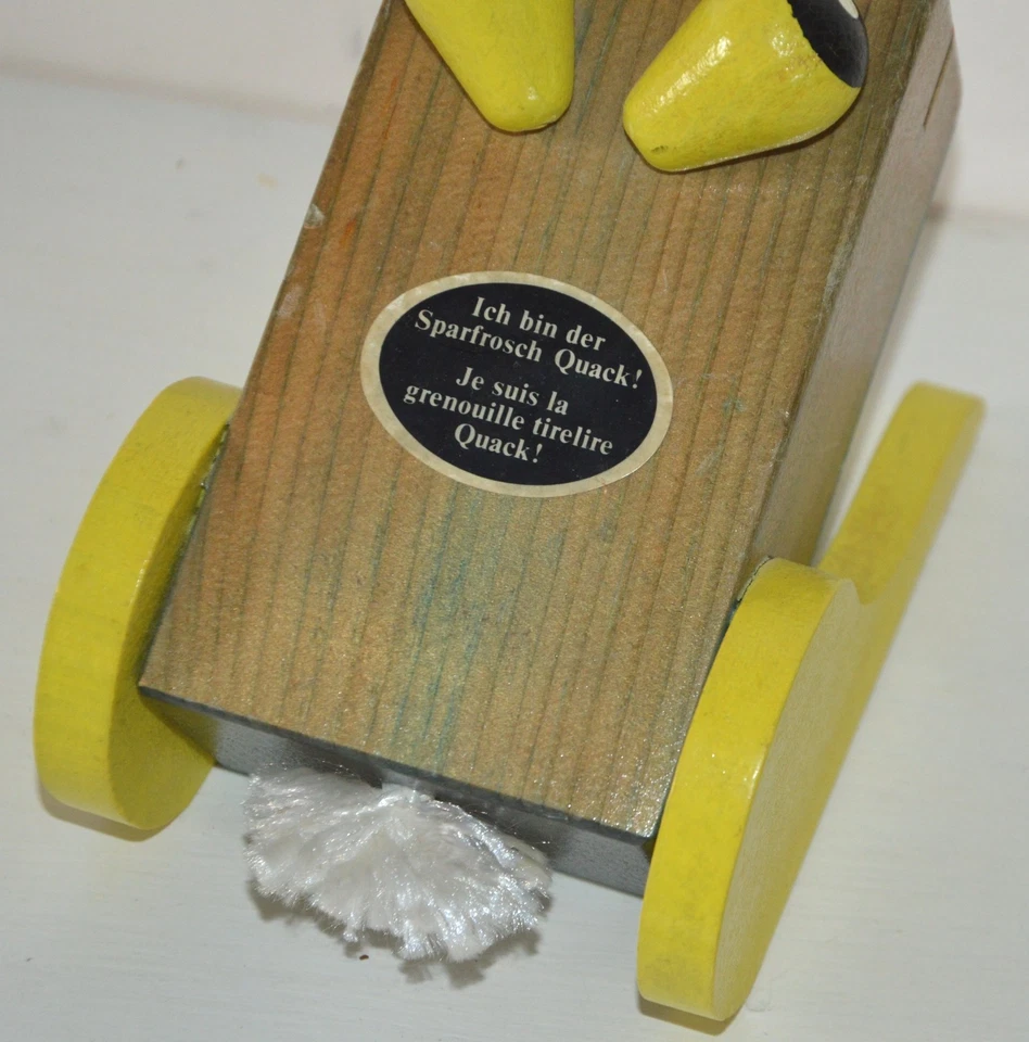 Ancienne tirelire originale en bois grenouille Quack artisanale vintage 50 60's - Photo 3/4