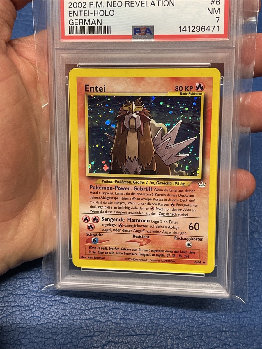 2002 Pokemon GERMAN Neo Revelation Holo Rare Entei 6/64 PSA 7 NM