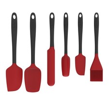 Silicone Spatula Set, 6 Pieces Food Grade Kitchen Utensils with Silicone Brus...