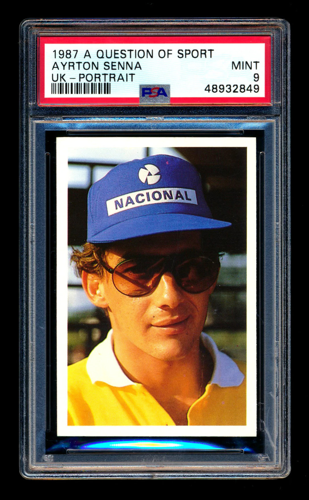 1987 A Question of Sport UK Ayrton Senna RC Portrait PSA 9