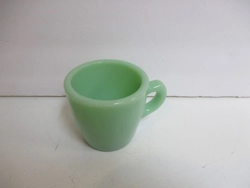 Vintage Fire King Jadeite Heavy C Mug Cup  Restaurant Oven Ware 3” Green *Flaws*
