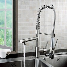 Brushed Nickel Kitchen Faucet Pull Down LED Sprayer Single Handle High Arc Tap