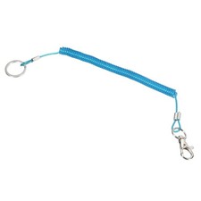 6" Plastic Retractable Coil Spring Keychain Strap Ring Lobster Clasp, Blue