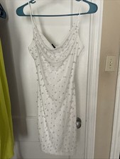 White Pearled Windsor Mini Dress Size Large