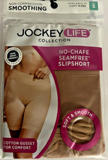 Jockey Life Slipshort Size Small No Chafe Seam Free Smoothing Cotton Gusset