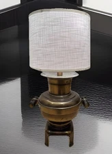 Vtg. Stiffel Brass Urn/Samovar Electrified 2-light Lamp