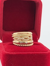 David Yurman 18k Yellow Gold Diamond 5 Row Stax Open Ring Size 8 Gorgeous 5500