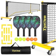 Pickleball Net Set - Pickle Net on Wheels for Driveway Backyard, 22FT Regular...