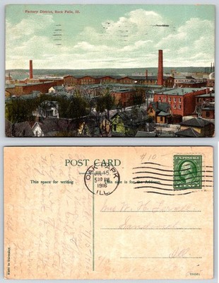 Rock Falls Illinois Factory District Postcard AC163