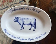 Williams Sonoma WSO42 Je demande du Boeuf Oval Platter Steak Plate 12 3/8"