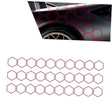 Car Honeycomb Graphics Stickers, Hexagon Reflective Waterproof 30 PCS Red