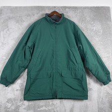 J Crew Oarsman Jacket Mens Large Green Fleece Lined Made In USA Full Zip Vintage