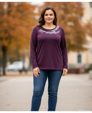 Tee-shirt violet femme col