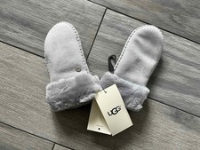 UGG AUSTRALIA KIDS GRAY SHEARLING AND SUEDE MITTENS, NWT 95, 2-4 YR