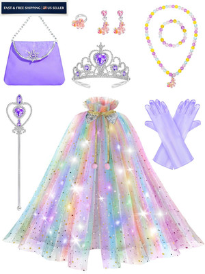 Fuzmo Light Up Princess Dress for Girls 3 4 5 6 3-6 Years Old, Purple