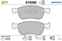 Valeo 610568 Bremsbelagsatz FüR Scheibenbremse Bremsbelagsatz FüR Ford